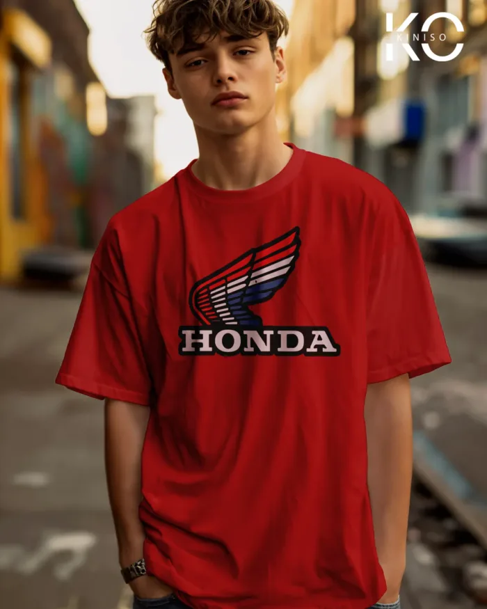 Graphic car t-shirts for men with Honda Car Engine Style Printed - Image 4
